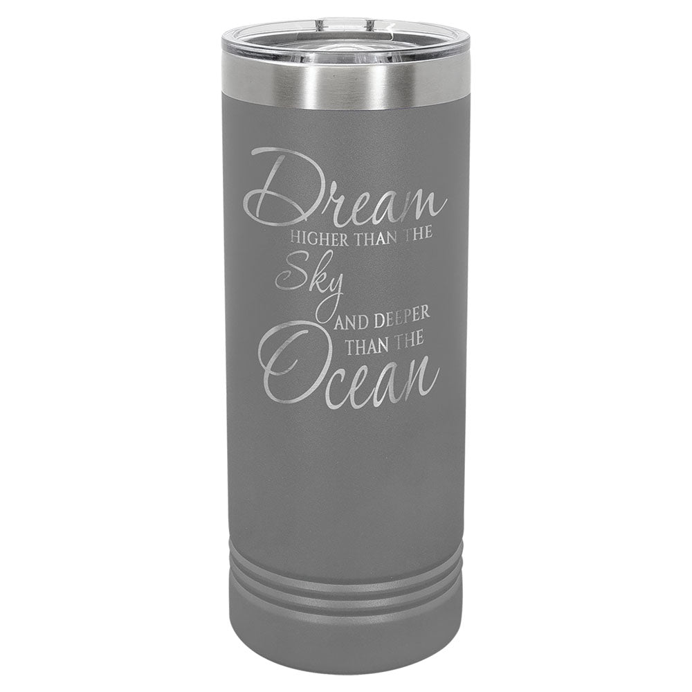 Personalized Laser Engraved Polar Camel 22 oz. Dark Gray Skinny Tumbler with Slider Lid