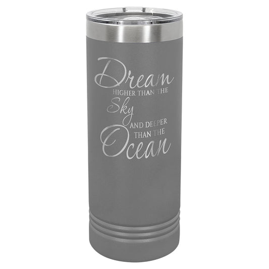 Personalized Laser Engraved Polar Camel 22 oz. Dark Gray Skinny Tumbler with Slider Lid