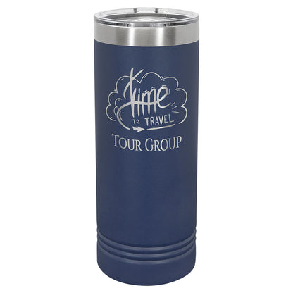 Personalized Laser Engraved Polar Camel 22 oz. Navy Blue Skinny Tumbler with Slider Lid