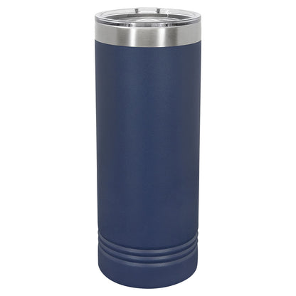 Personalized Laser Engraved Polar Camel 22 oz. Navy Blue Skinny Tumbler with Slider Lid