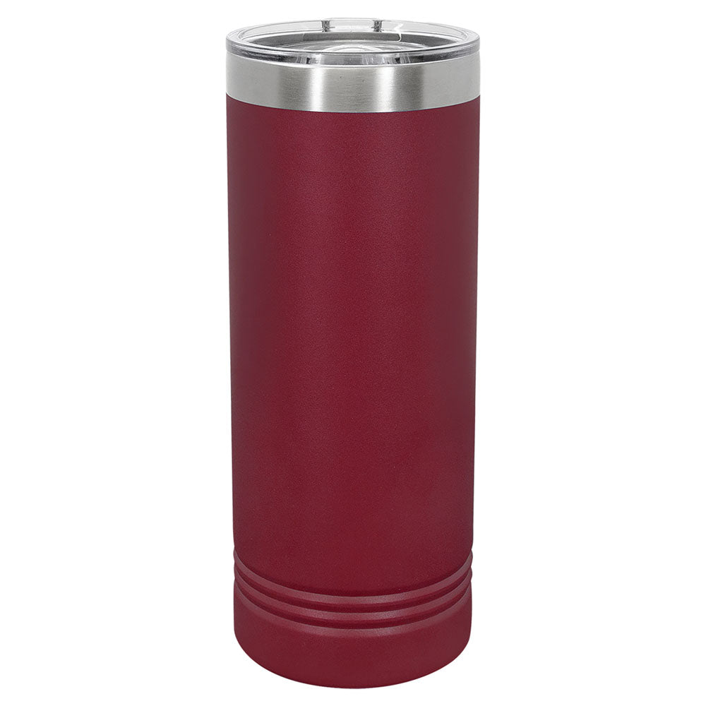 Personalized Laser Engraved Polar Camel 22 oz. Maroon Skinny Tumbler with Slider Lid