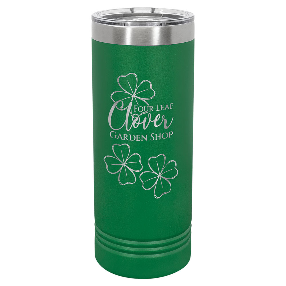 Personalized Laser Engraved Polar Camel 22 oz. Green Skinny Tumbler with Slider Lid