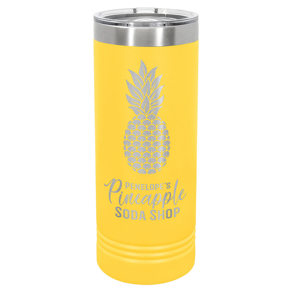 Personalized Laser Engraved Polar Camel 22 oz. Yellow Skinny Tumbler with Slider Lid