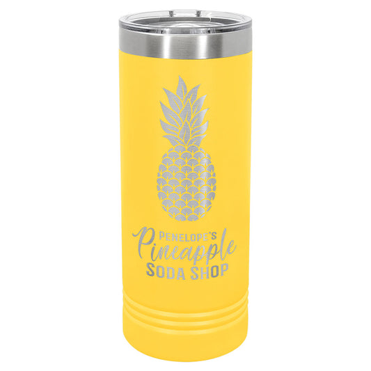 Personalized Laser Engraved Polar Camel 22 oz. Yellow Skinny Tumbler with Slider Lid