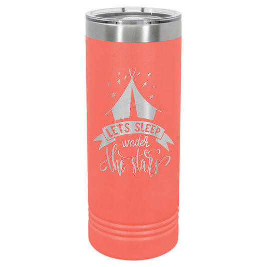 Personalized Laser Engraved Polar Camel 22 oz. Coral Skinny Tumbler with Slider Lid