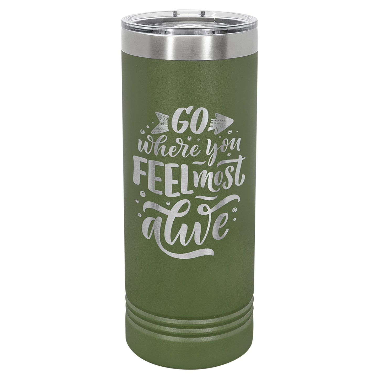 Personalized Laser Engraved  Olive Green 22 oz. Polar Camel Skinny Tumbler with Slider Lid