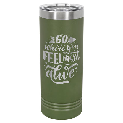 Personalized Laser Engraved  Olive Green 22 oz. Polar Camel Skinny Tumbler with Slider Lid