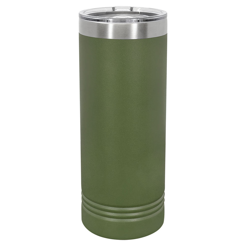 Personalized Laser Engraved Polar Camel 22 oz. Olive Green Skinny Tumbler with Slider Lid