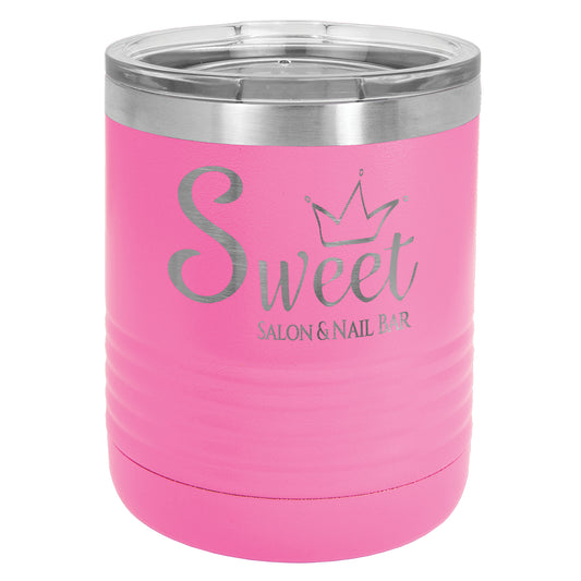 Personalized Laser Engraved  Pink 10 oz. Polar Camel Tumbler with Clear Lid