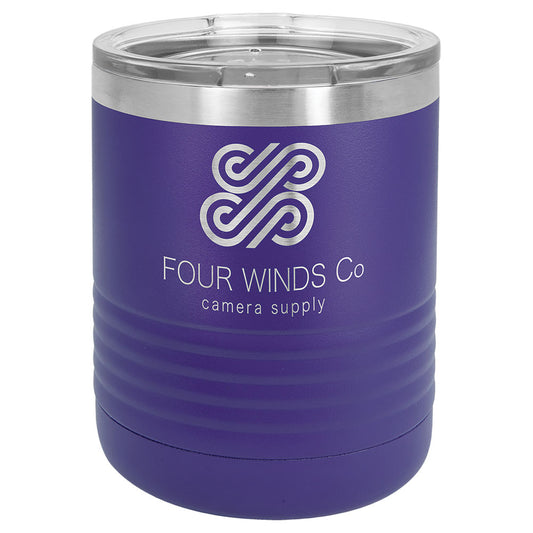 Personalized Laser Engraved Polar Camel 10 oz. Purple Vacuum Insulated Ringneck Tumbler with Clear Lid