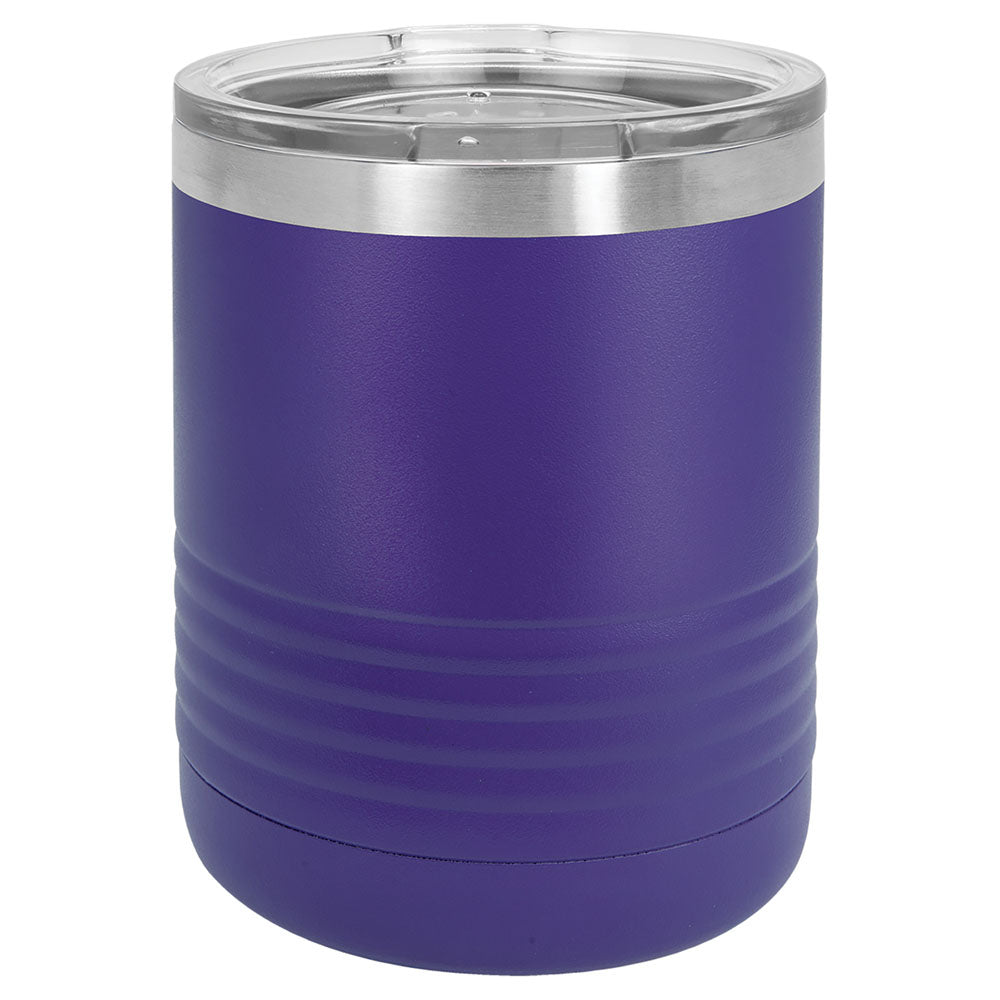 Personalized Laser Engraved Polar Camel 10 oz. Purple Vacuum Insulated Ringneck Tumbler with Clear Lid