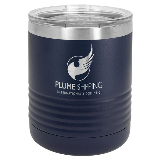 Personalized Laser Engraved Polar Camel 10 oz. Navy Blue Vacuum Insulated Ringneck Tumbler with Clear Lid