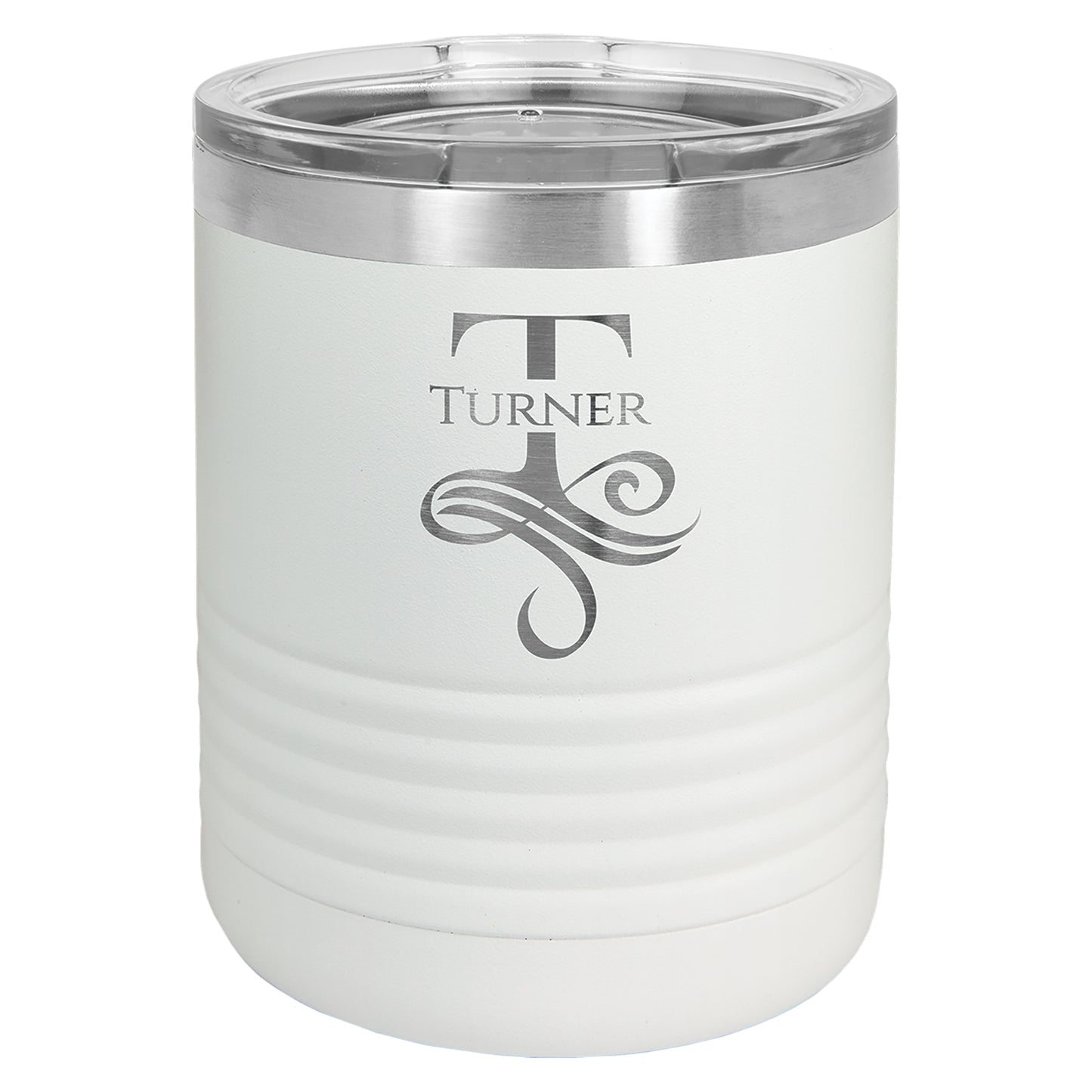 Personalized Laser Engraved  White 10 oz. Polar Camel Tumbler with Clear Lid