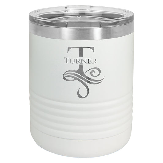 Personalized Laser Engraved  White 10 oz. Polar Camel Tumbler with Clear Lid