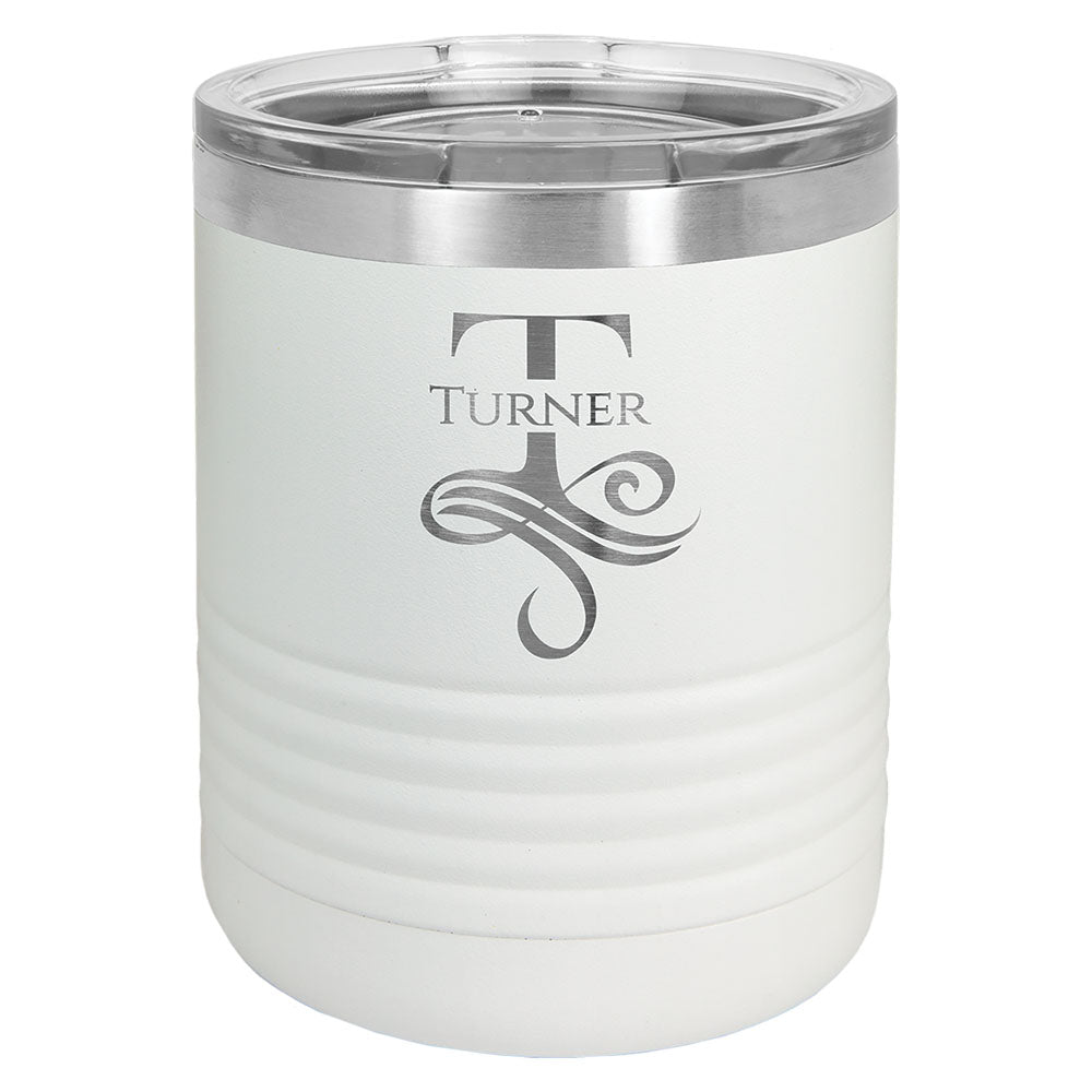 Personalized Laser Engraved Polar Camel 10 oz. White Vacuum Insulated Ringneck Tumbler with Clear Lid