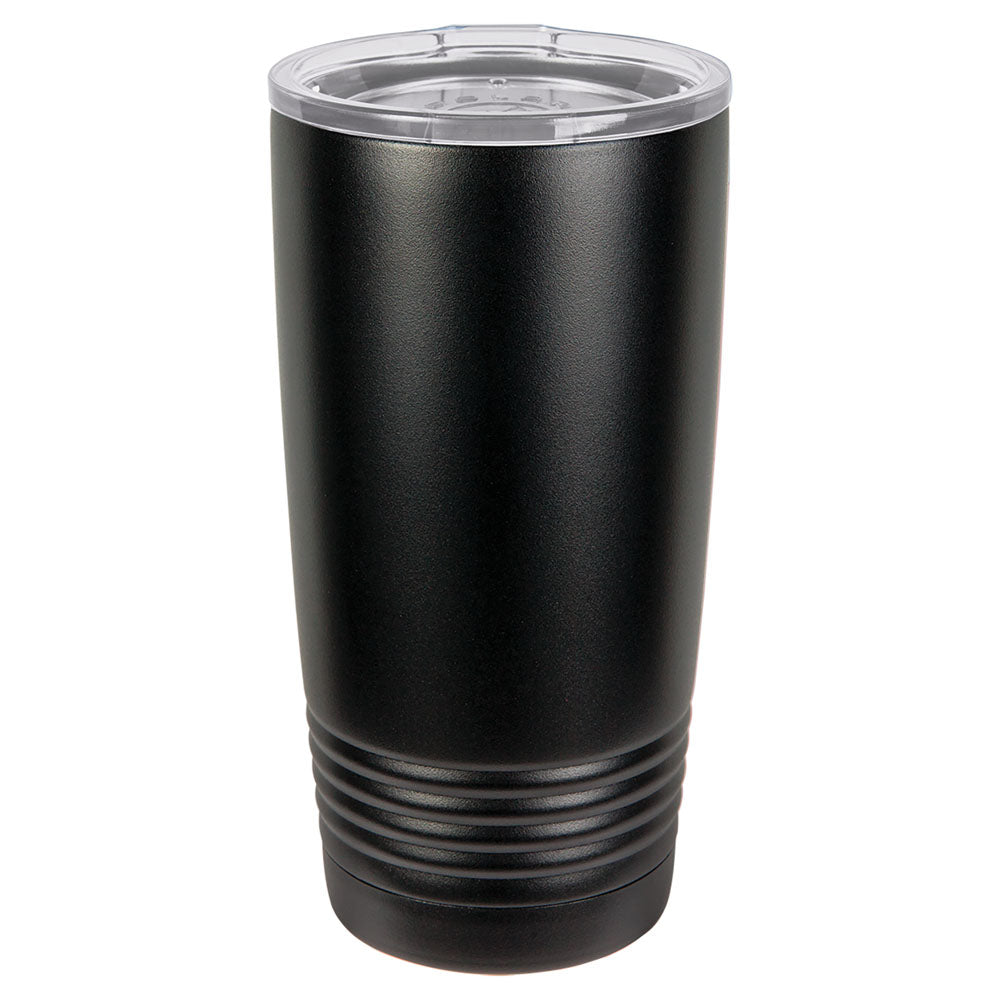 Personalized Laser Engraved Polar Camel 20 oz. Black Vacuum Insulated Ringneck Tumbler with Clear Lid