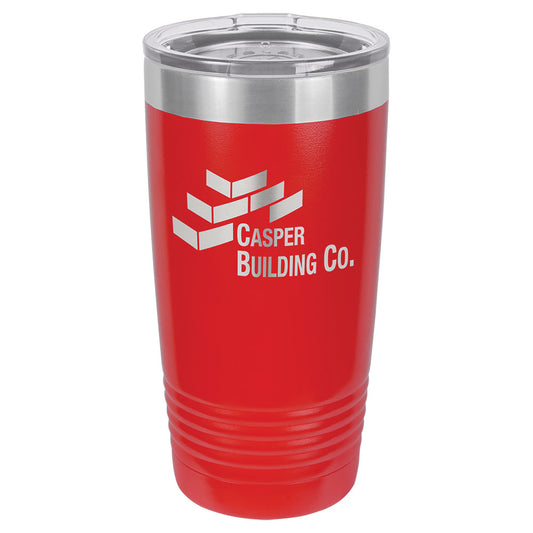 Personalized Laser Engraved Polar Camel 20 oz. Red Vacuum Insulated Ringneck Tumbler with Clear Lid