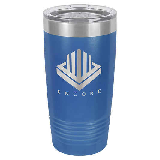 Personalized Laser Engraved Polar Camel 20 oz. Royal Blue Vacuum Insulated Ringneck Tumbler with Clear Lid