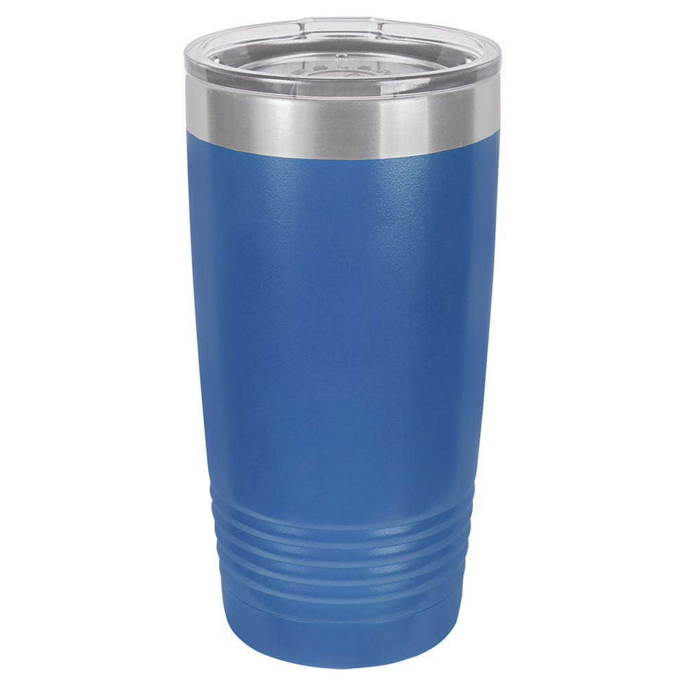 Personalized Laser Engraved Polar Camel 20 oz. Royal Blue Vacuum Insulated Ringneck Tumbler with Clear Lid