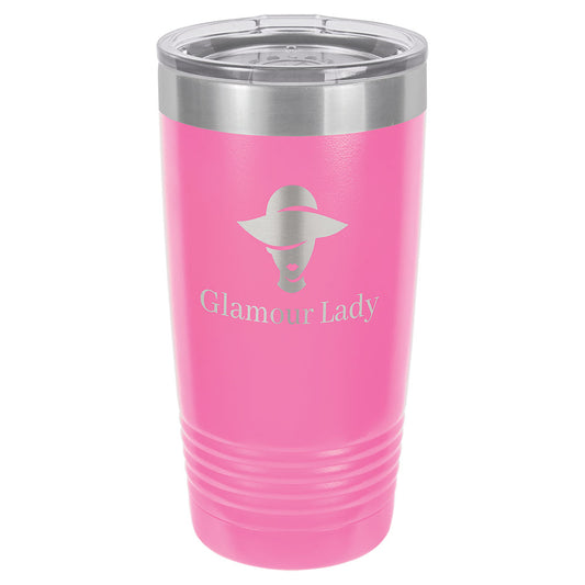 Personalized Laser Engraved Polar Camel 20 oz. Pink Vacuum Insulated Ringneck Tumbler with Clear Lid