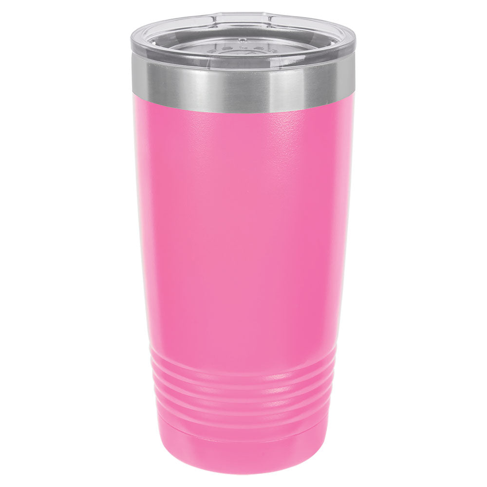 Personalized Laser Engraved Polar Camel 20 oz. Pink Vacuum Insulated Ringneck Tumbler with Clear Lid