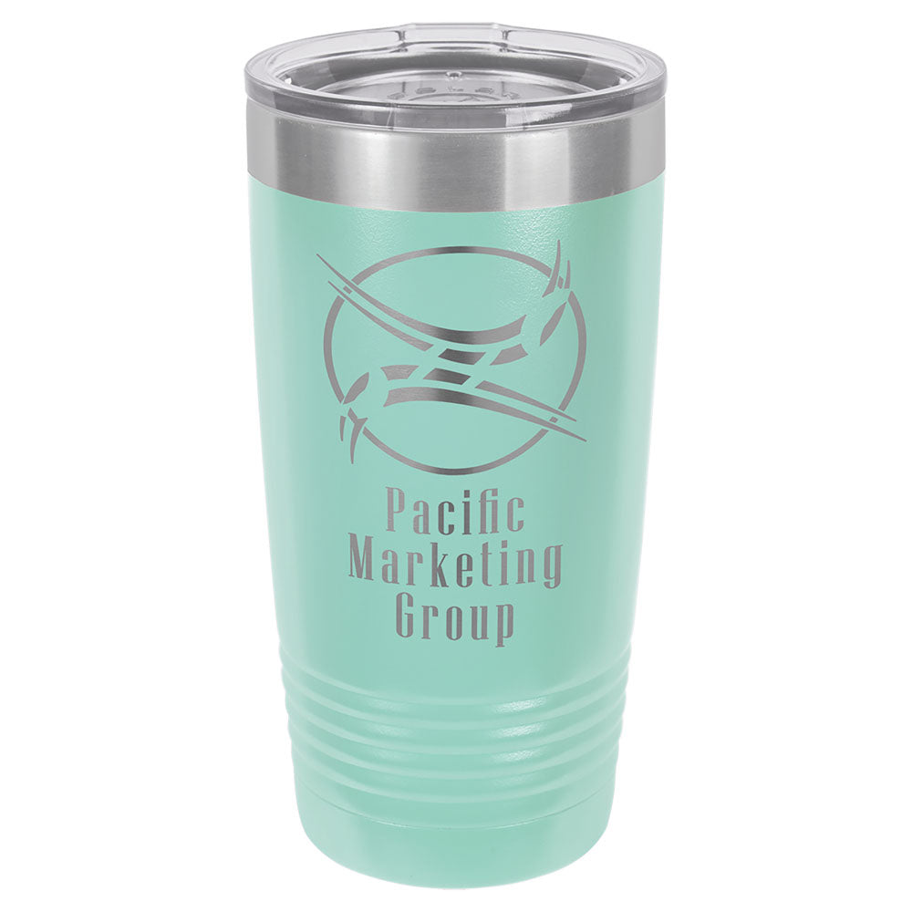 Personalized Laser Engraved Polar Camel 20 oz. Teal Vacuum Insulated Ringneck Tumbler with Clear Lid