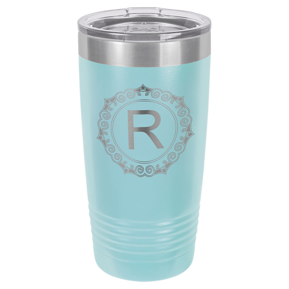 Personalized Laser Engraved Polar Camel 20 oz. Light Blue Vacuum Insulated Ringneck Tumbler with Clear Lid