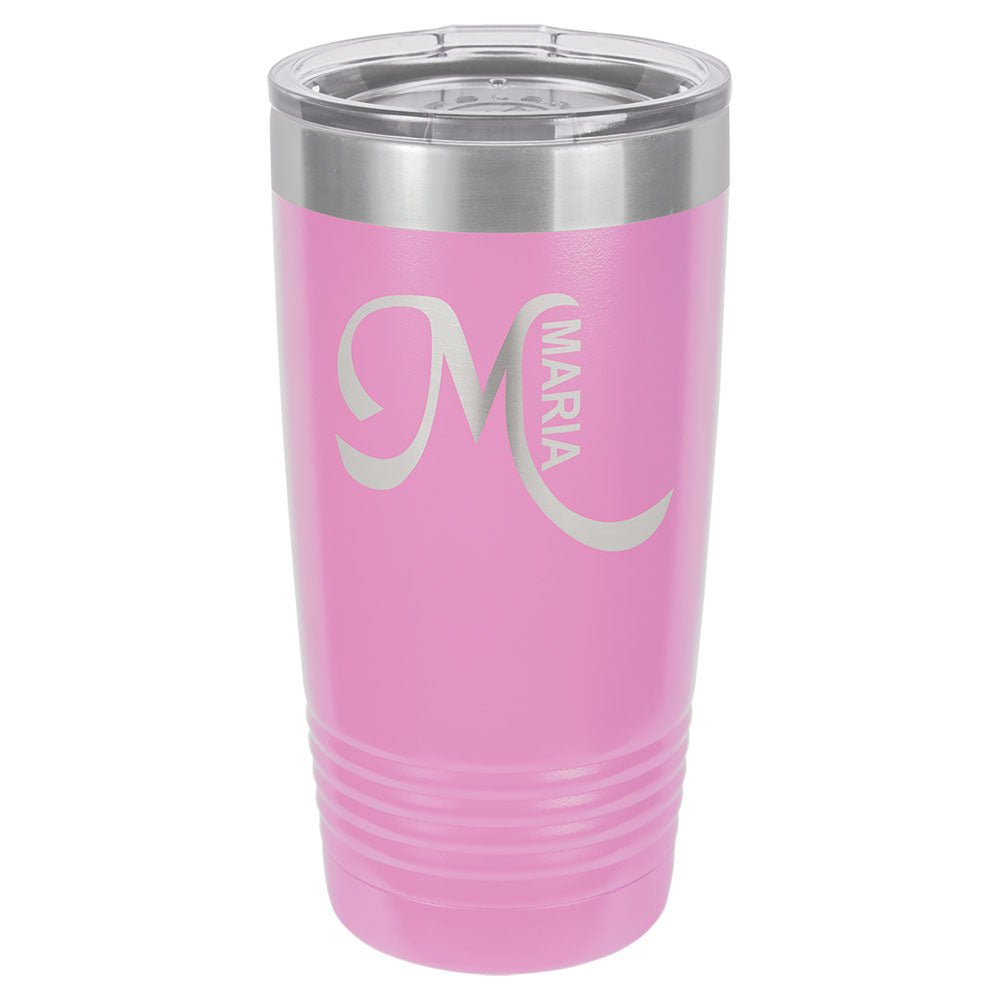 Personalized Laser Engraved Polar Camel 20 oz. Light Purple Vacuum Insulated Ringneck Tumbler with Clear Lid