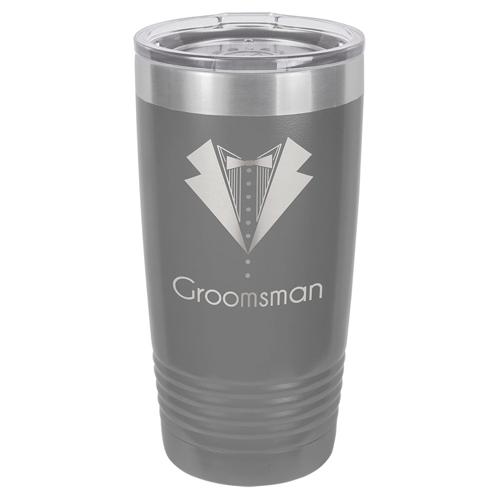 Personalized Laser Engraved Polar Camel 20 oz. Dark Gray Vacuum Insulated Ringneck Tumbler with Clear Lid