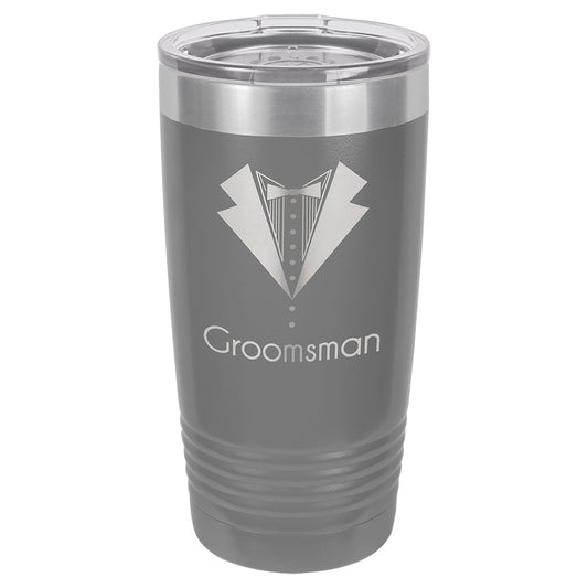 Personalized Laser Engraved Polar Camel 20 oz. Dark Gray Vacuum Insulated Ringneck Tumbler with Clear Lid