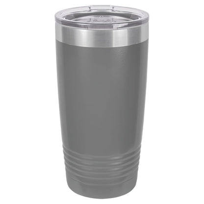 Personalized Laser Engraved Polar Camel 20 oz. Dark Gray Vacuum Insulated Ringneck Tumbler with Clear Lid