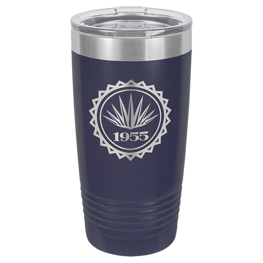 Personalized Laser Engraved Polar Camel 20 oz. Navy Blue Vacuum Insulated Ringneck Tumbler with Clear Lid