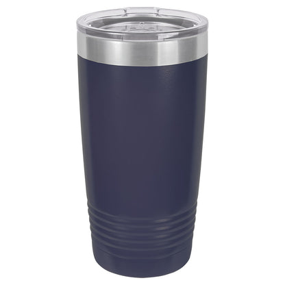 Personalized Laser Engraved Polar Camel 20 oz. Navy Blue Vacuum Insulated Ringneck Tumbler with Clear Lid