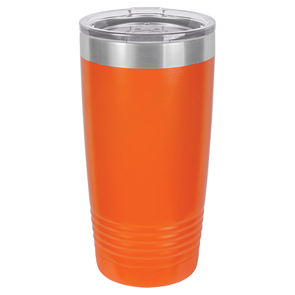 Personalized Laser Engraved Polar Camel 20 oz. Orange  Vacuum Insulated Ringneck Tumbler with Clear Lid