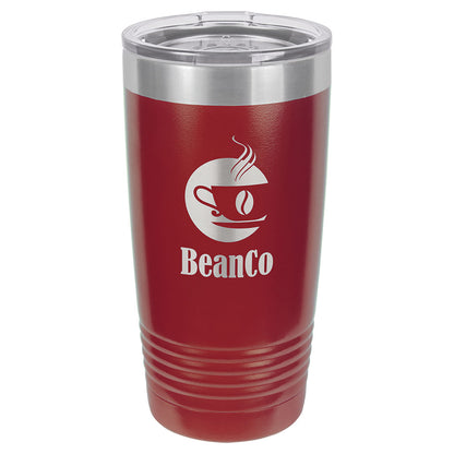 Personalized Laser Engraved Polar Camel 20 oz. Maroon Vacuum Insulated Ringneck Tumbler with Clear Lid