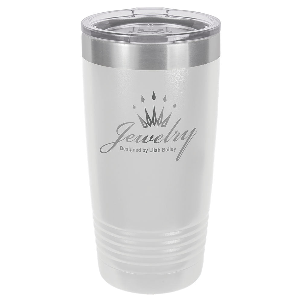 Personalized Laser Engraved Polar Camel 20 oz. White Vacuum Insulated Ringneck Tumbler with Clear Lid