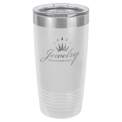 Personalized Laser Engraved Polar Camel 20 oz. White Vacuum Insulated Ringneck Tumbler with Clear Lid