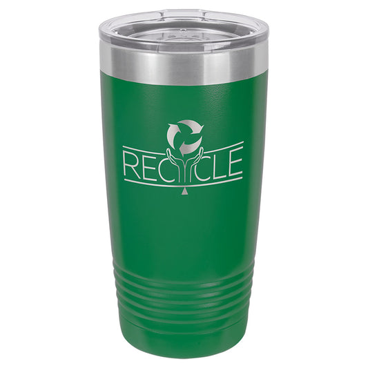 Personalized Laser Engraved Polar Camel 20 oz. Green Vacuum Insulated Ringneck Tumbler with Clear Lid