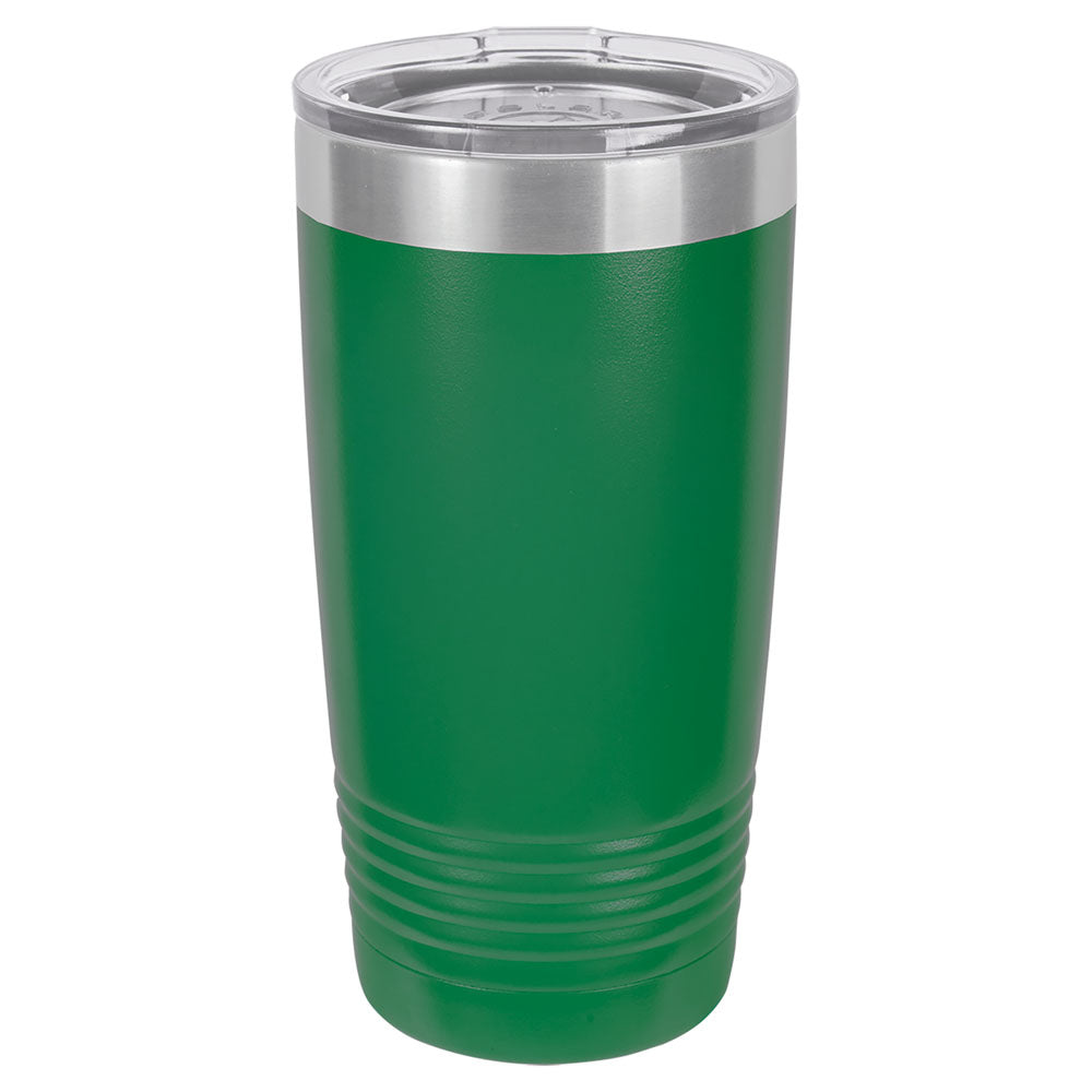 Personalized Laser Engraved Polar Camel 20 oz. Green Vacuum Insulated Ringneck Tumbler with Clear Lid