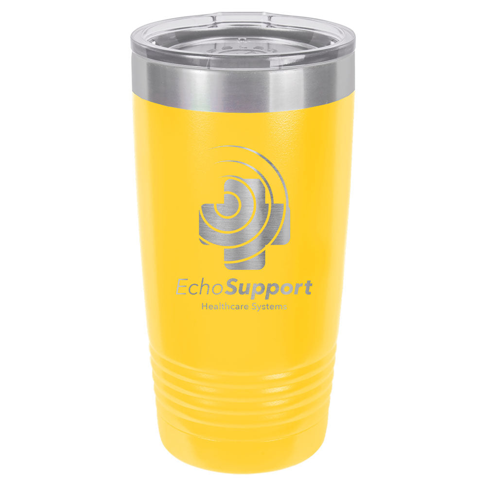 Personalized Laser Engraved Polar Camel 20 oz. Yellow Vacuum Insulated Ringneck Tumbler with Clear Lid