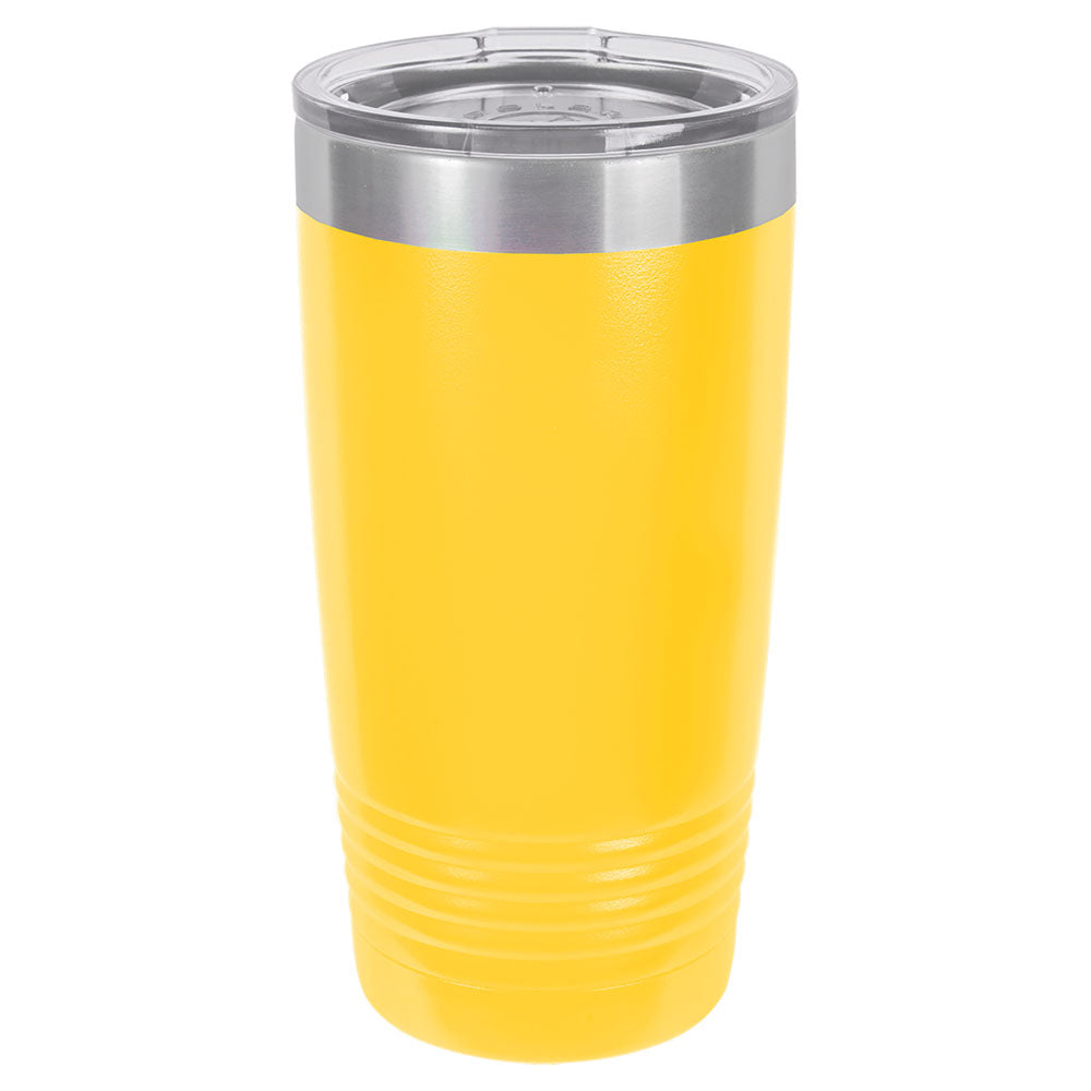 Personalized Laser Engraved Polar Camel 20 oz. Yellow Vacuum Insulated Ringneck Tumbler with Clear Lid