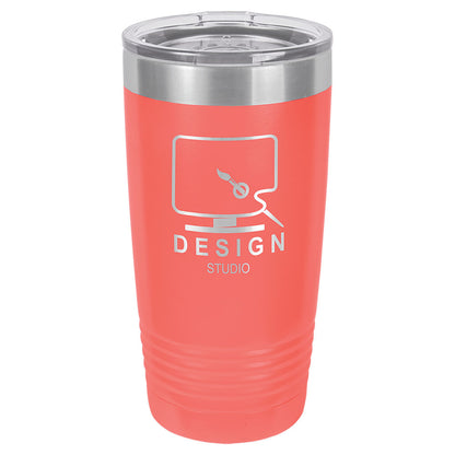 Personalized Laser Engraved Polar Camel 20 oz. Coral Vacuum Insulated Ringneck Tumbler with Clear Lid