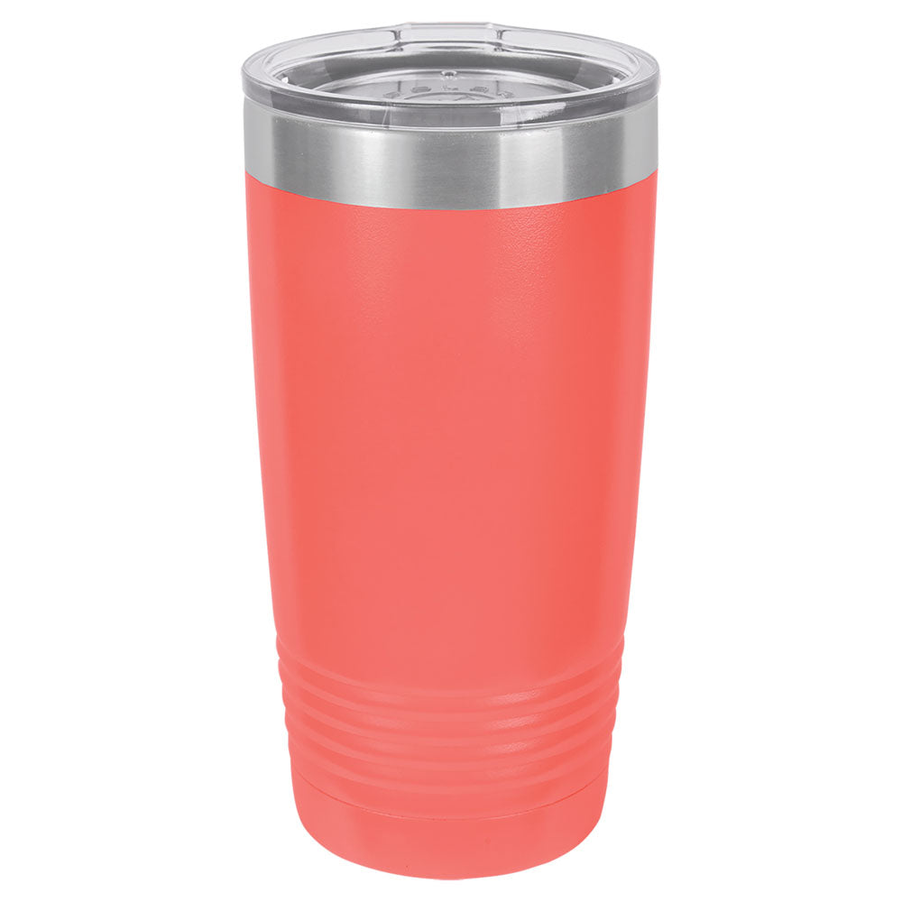 Personalized Laser Engraved Polar Camel 20 oz. Coral Vacuum Insulated Ringneck Tumbler with Clear Lid