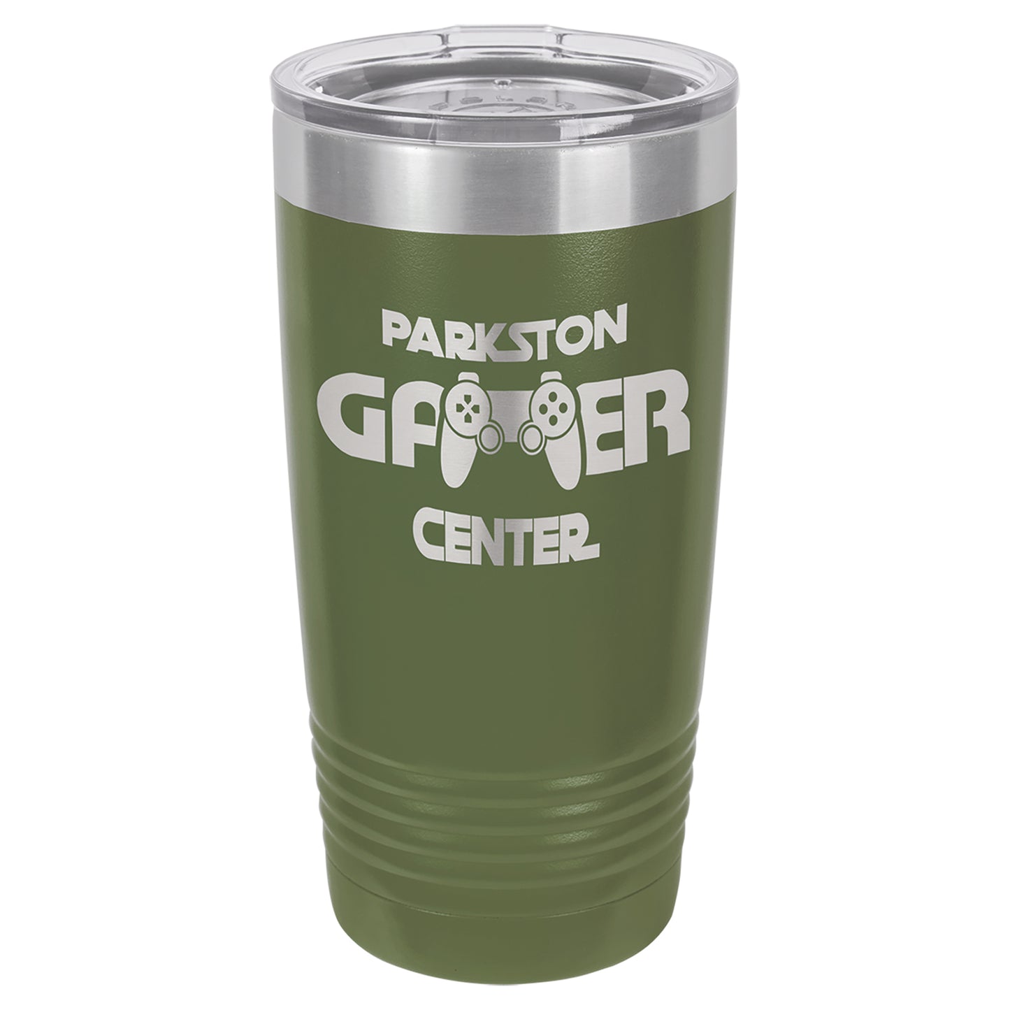 Personalized Laser Engraved  Olive Green 20 oz. Polar Camel Ringneck with Clear Lid