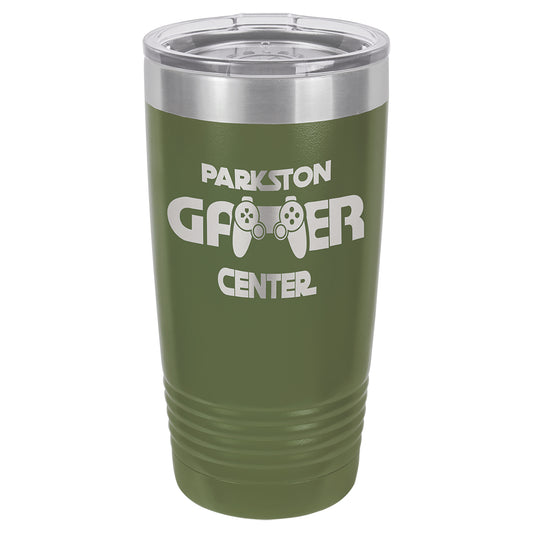 Personalized Laser Engraved  Olive Green 20 oz. Polar Camel Ringneck with Clear Lid