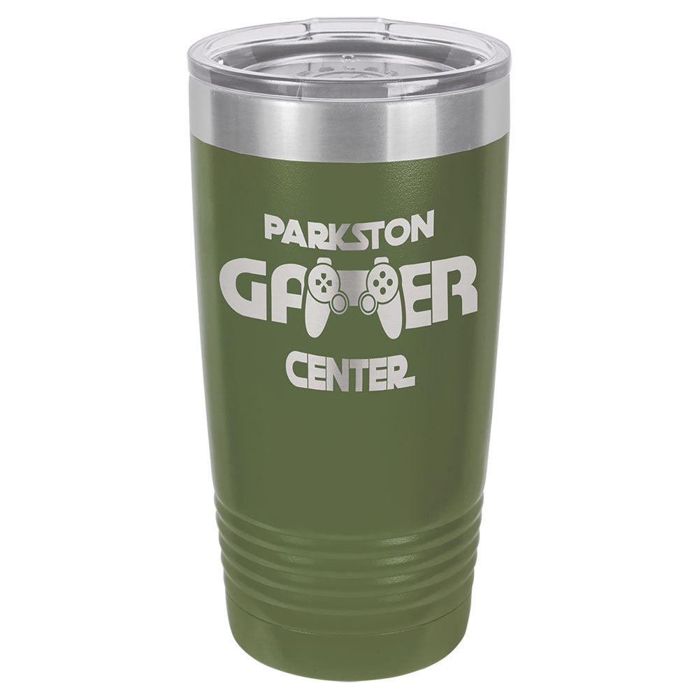 Personalized Laser Engraved Polar Camel 20 oz. Olive Green Vacuum Insulated Ringneck Tumbler with Clear Lid