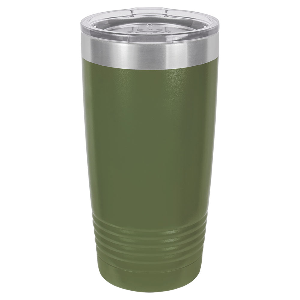 Personalized Laser Engraved Polar Camel 20 oz. Olive Green Vacuum Insulated Ringneck Tumbler with Clear Lid