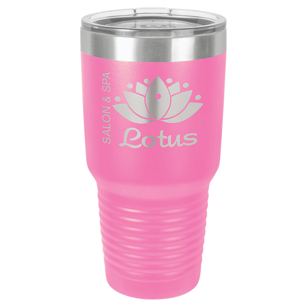 Personalized Laser Engraved Polar Camel 30 oz. Pink Vacuum Insulated Ringneck Tumbler with Clear Lid