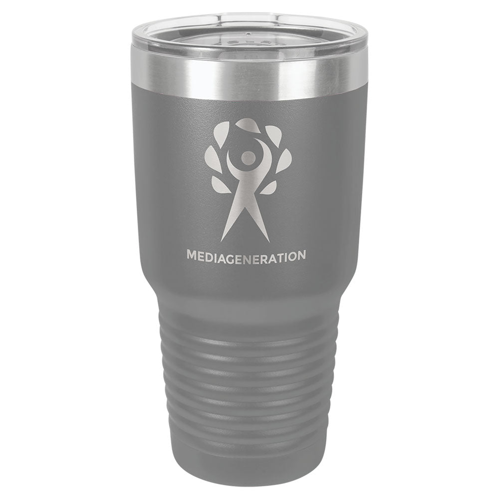 Personalized Laser Engraved Polar Camel 30 oz. Dark Gray Vacuum Insulated Ringneck Tumbler with Clear Lid