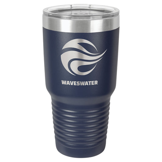 Personalized Laser Engraved Polar Camel 30 oz. Navy Blue Vacuum Insulated Ringneck Tumbler with Clear Lid